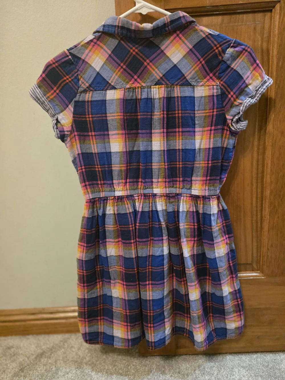 Cat & Jack Navy Plaid Shirt Dress with Pink Trim Girls 10/12
